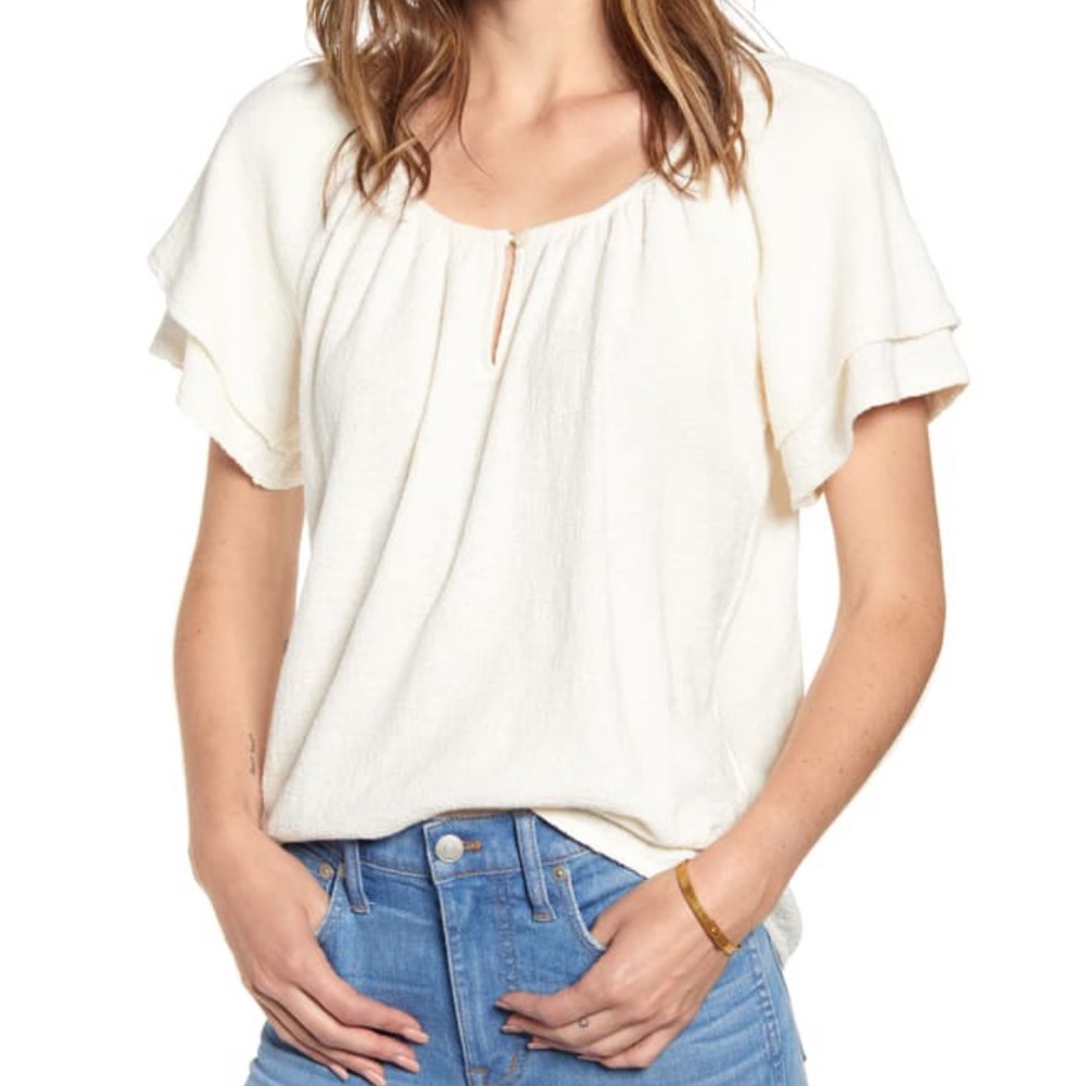 Madewell Texture & Thread Tiered-Sleeve Top Small